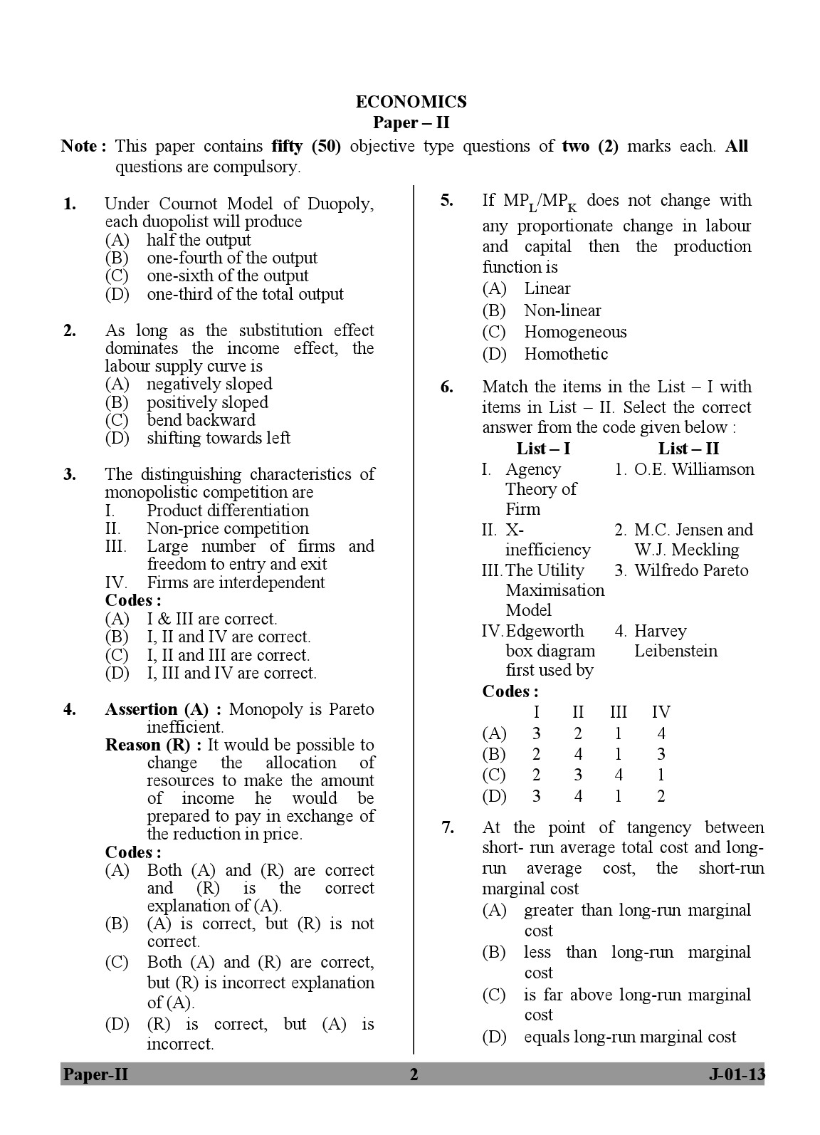 UGC NET Economics Question Paper II June 2013 2