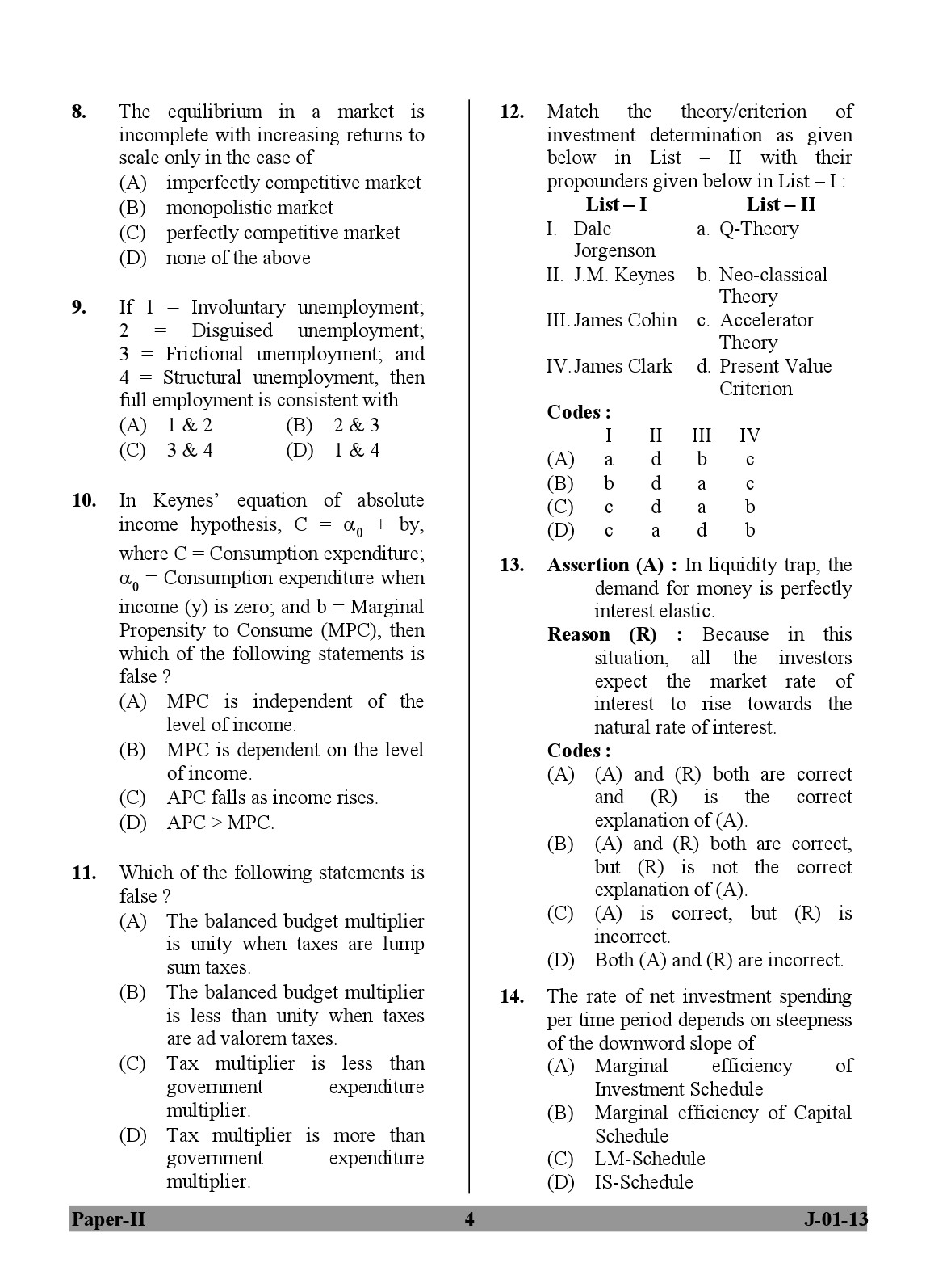 UGC NET Economics Question Paper II June 2013 4