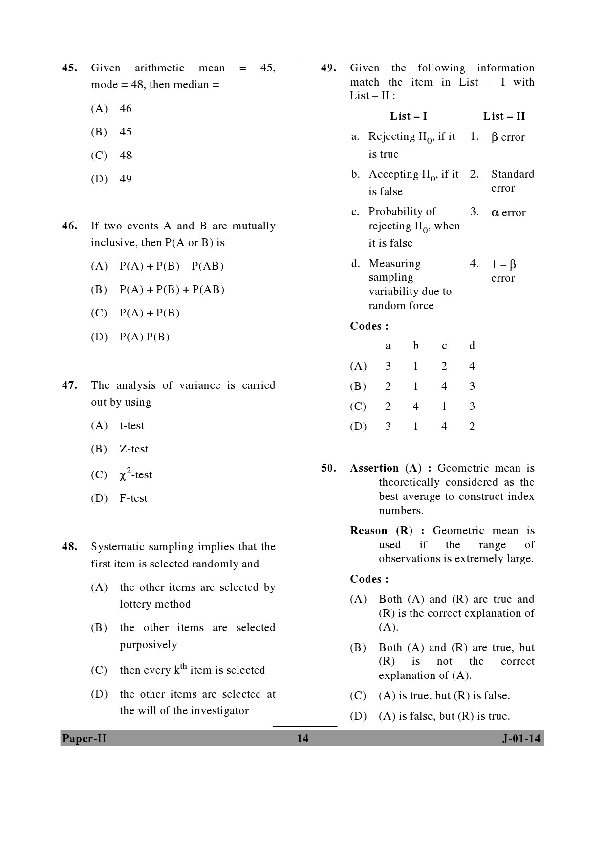 UGC NET Economics Question Paper II June 2014 14