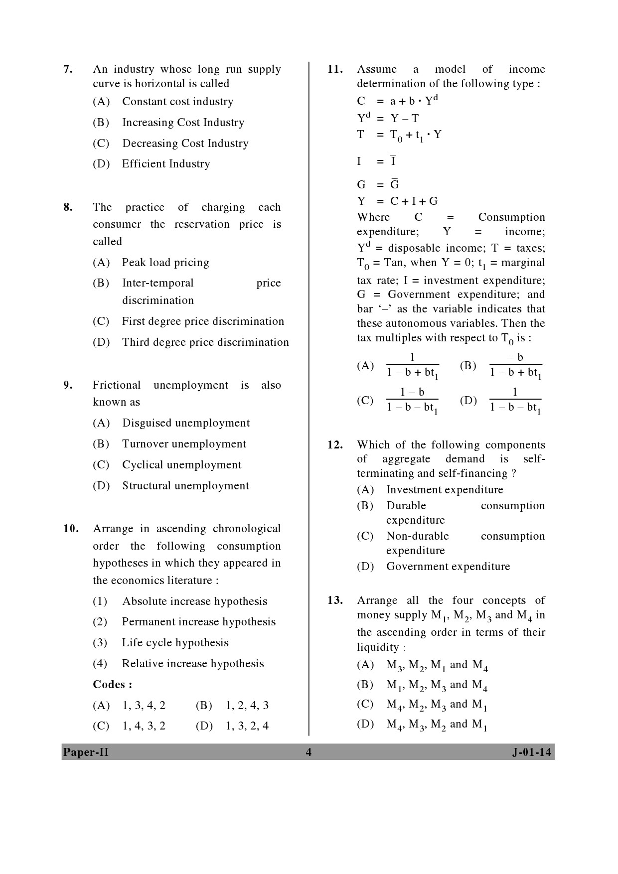 UGC NET Economics Question Paper II June 2014 4