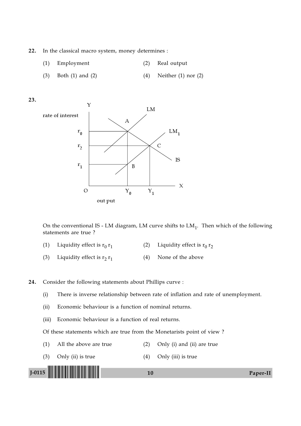 UGC NET Economics Question Paper II June 2015 10