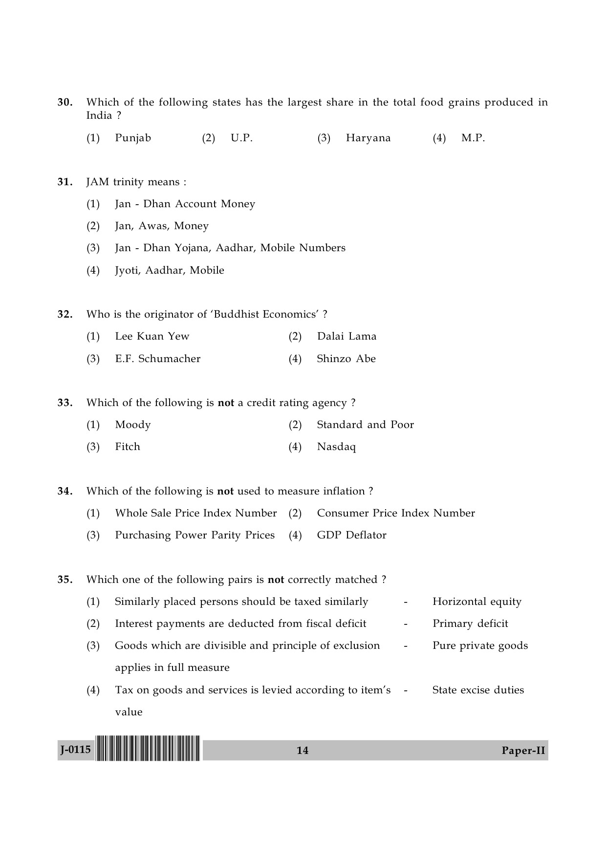 UGC NET Economics Question Paper II June 2015 14