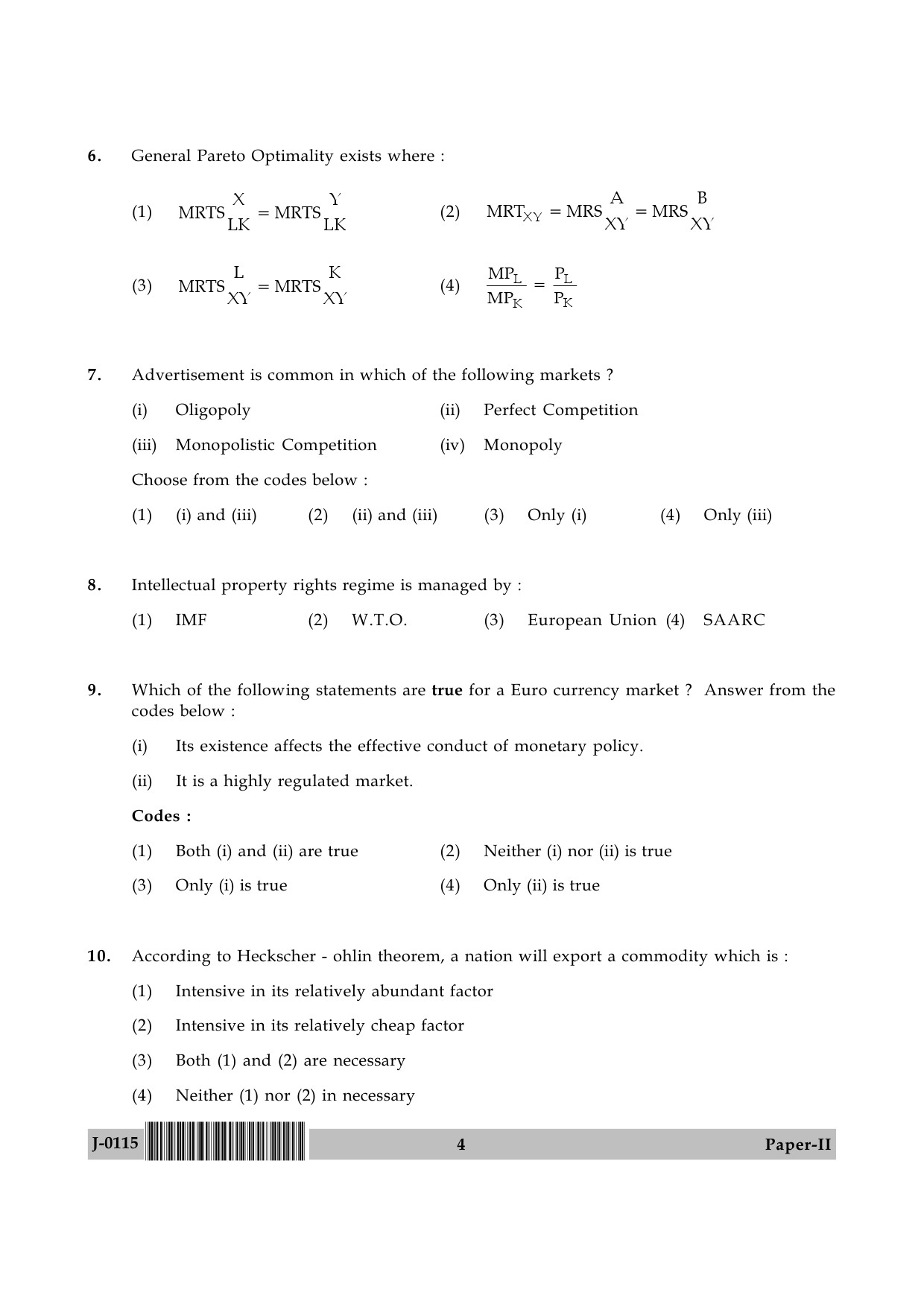 UGC NET Economics Question Paper II June 2015 4