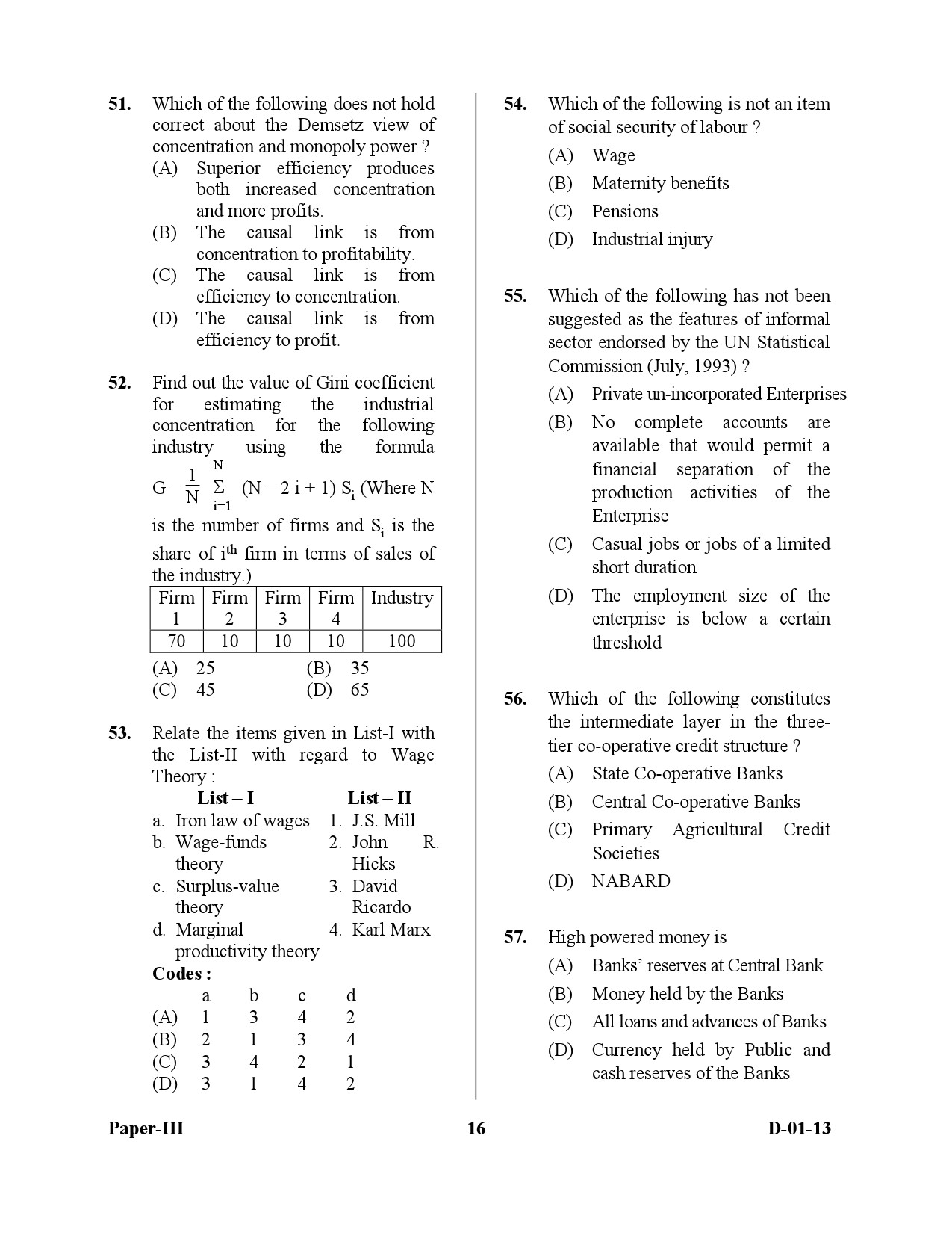 UGC NET Economics Question Paper III December 2013 16