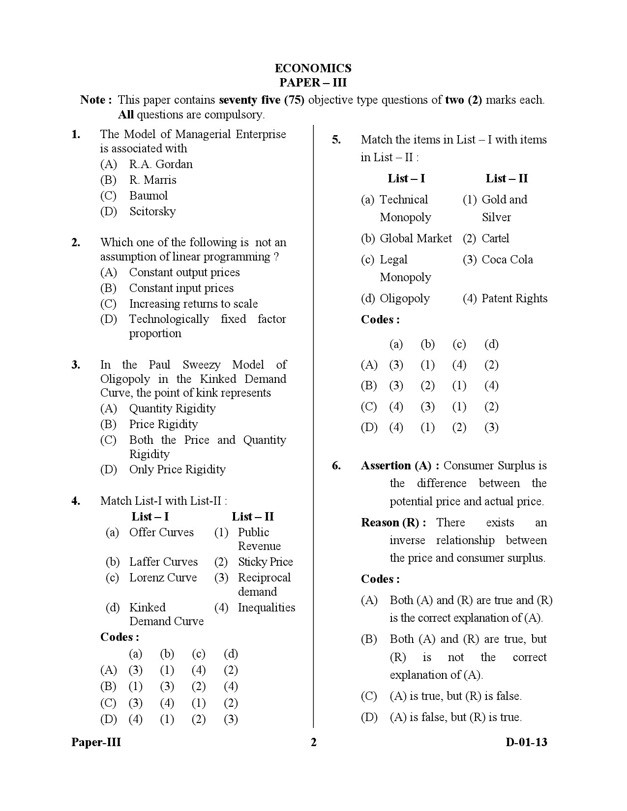 UGC NET Economics Question Paper III December 2013 2