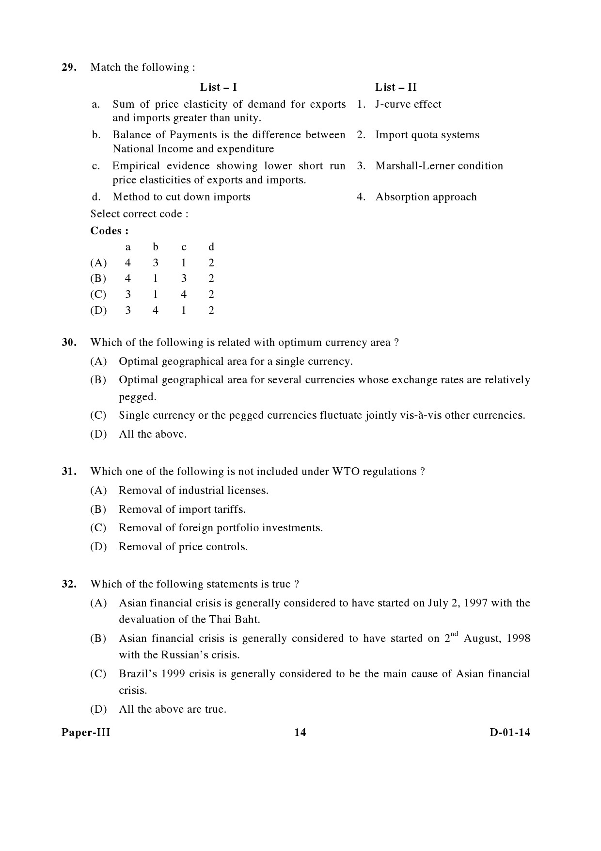 UGC NET Economics Question Paper III December 2014 14