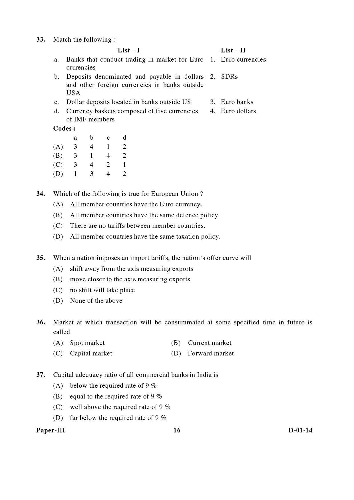 UGC NET Economics Question Paper III December 2014 16