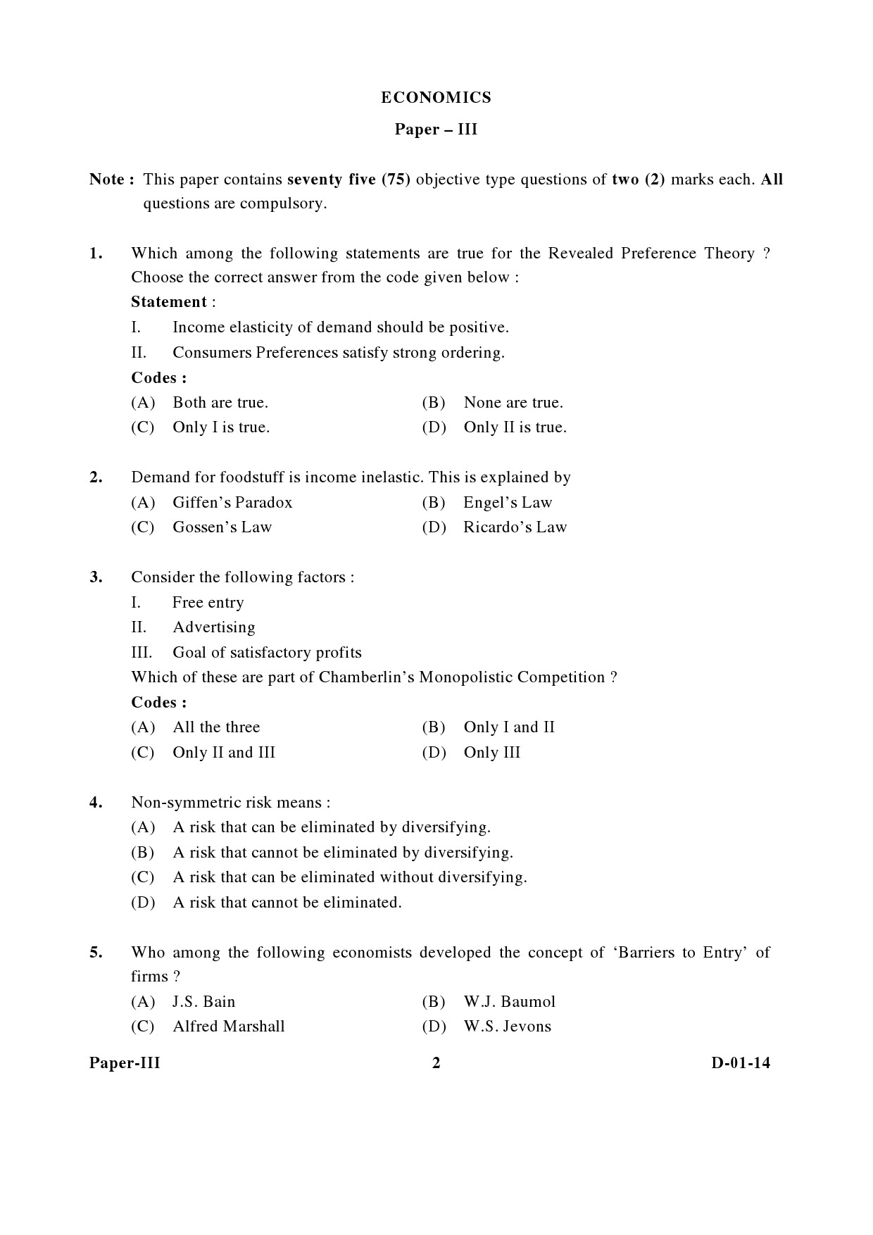 UGC NET Economics Question Paper III December 2014 2