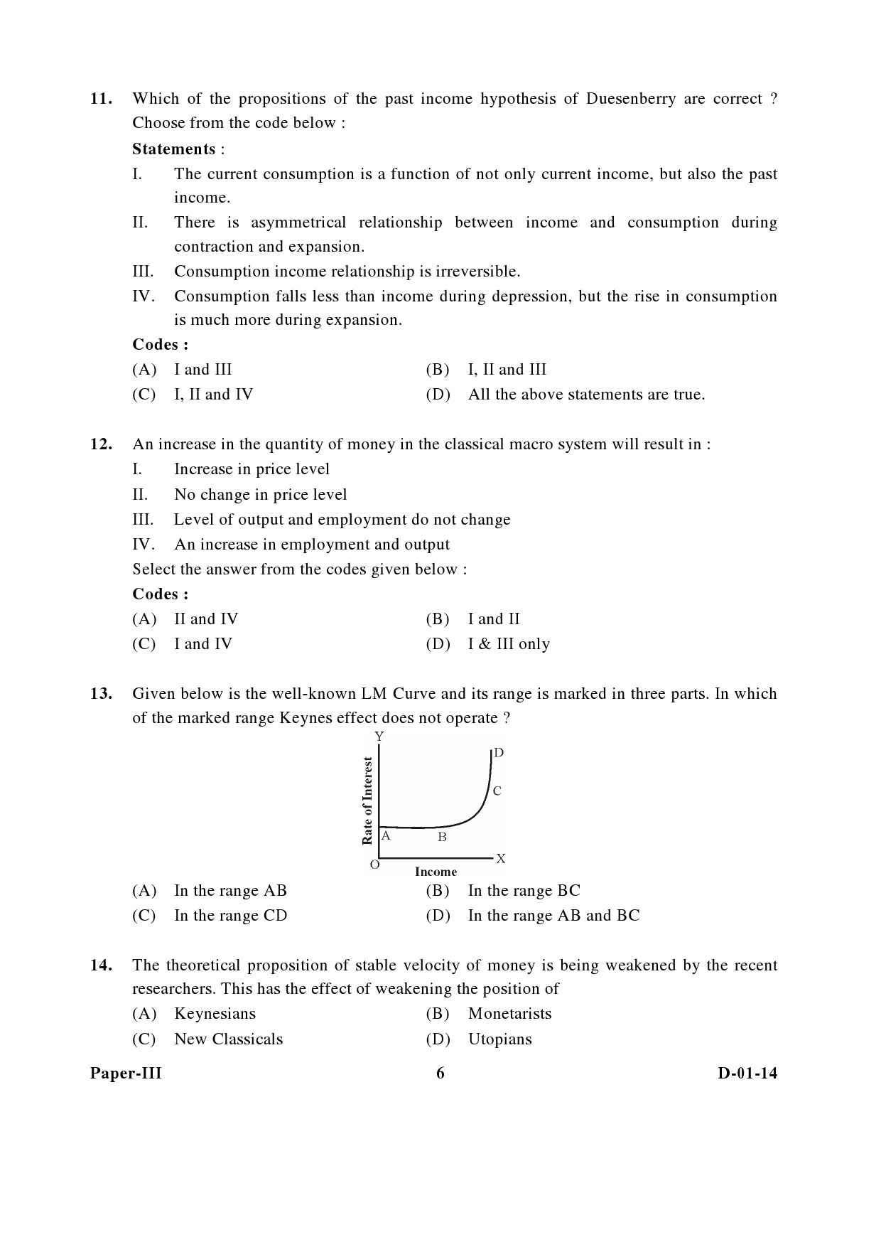 UGC NET Economics Question Paper III December 2014 6