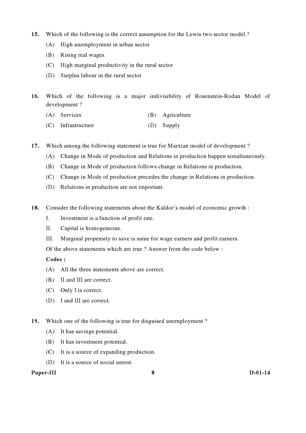 UGC NET Economics Question Paper III December 2014 8