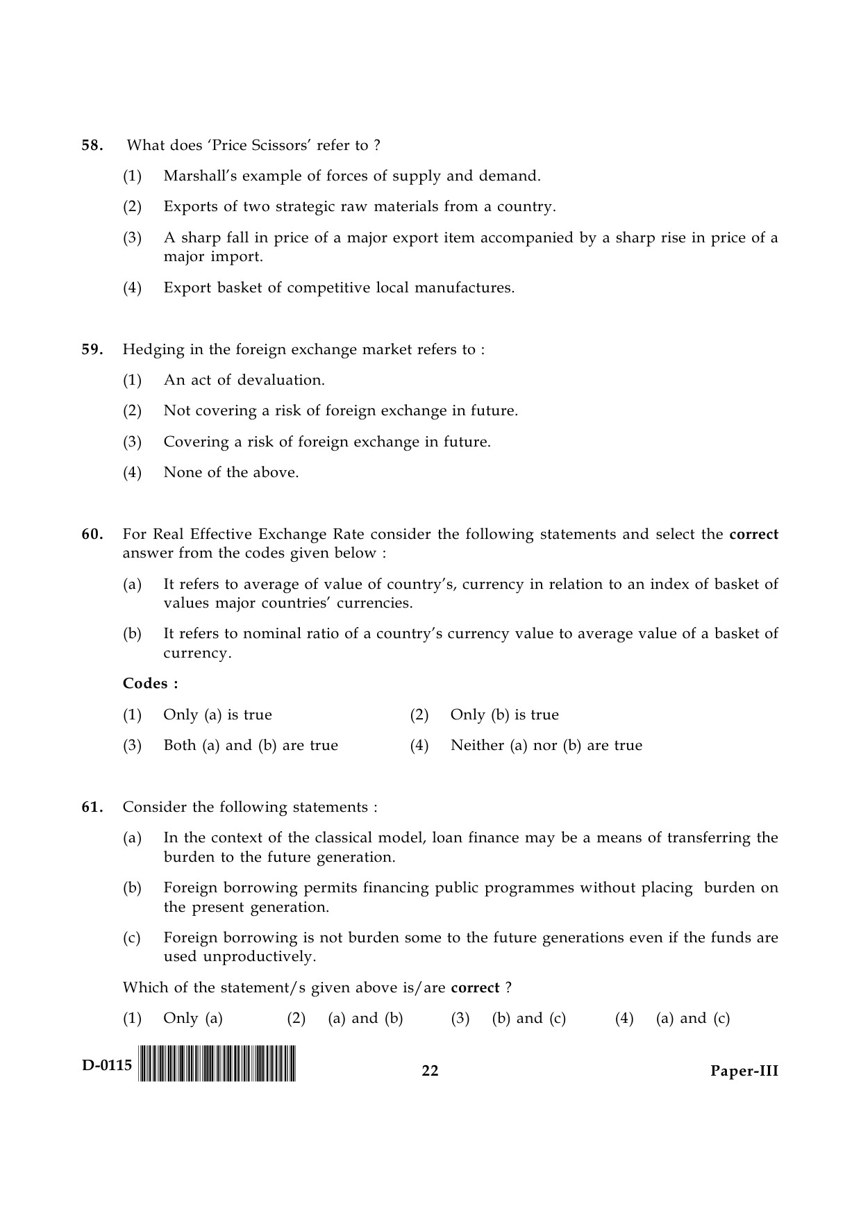 UGC NET Economics Question Paper III December 2015 22