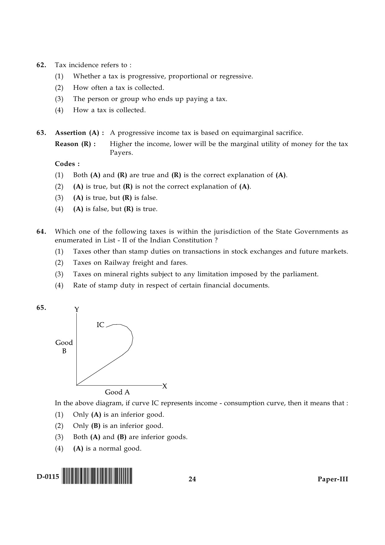 UGC NET Economics Question Paper III December 2015 24