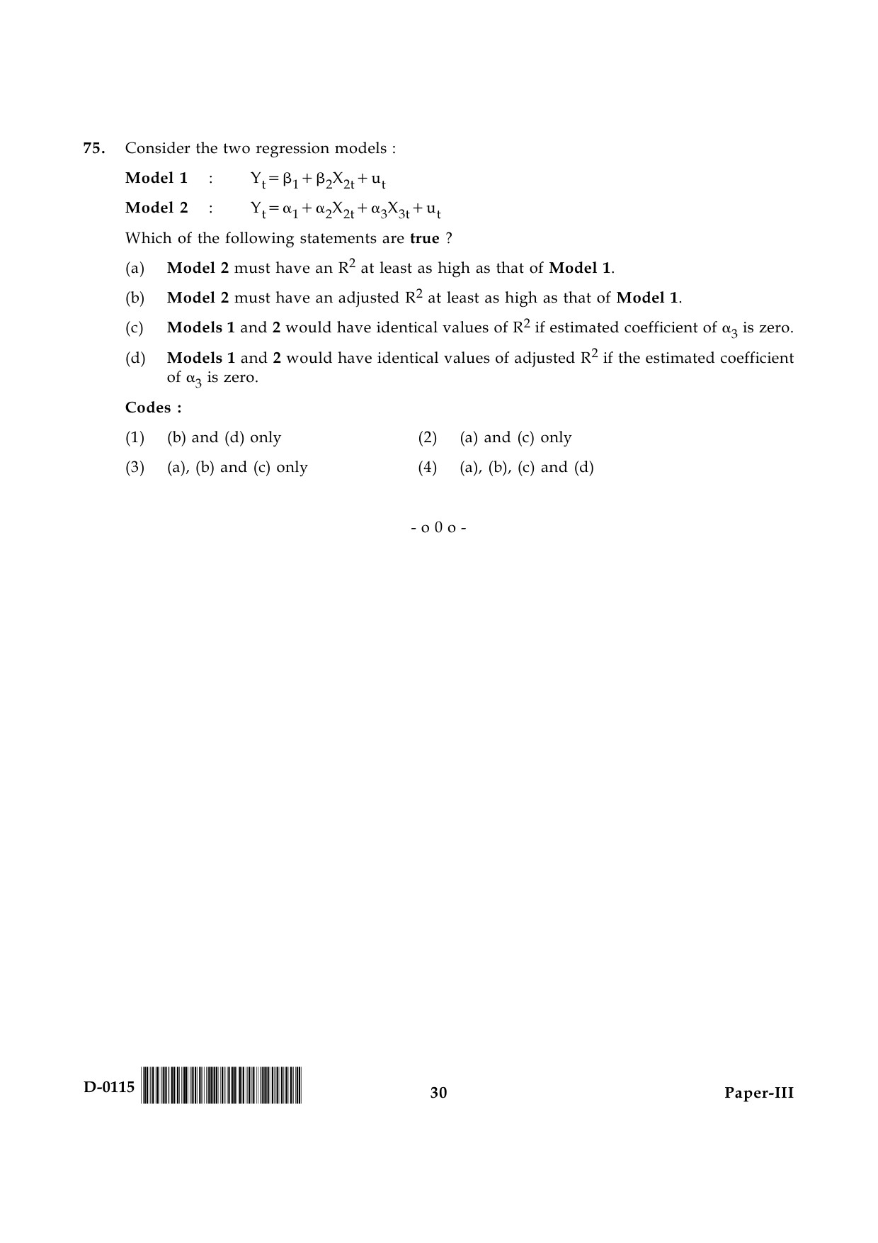 UGC NET Economics Question Paper III December 2015 30