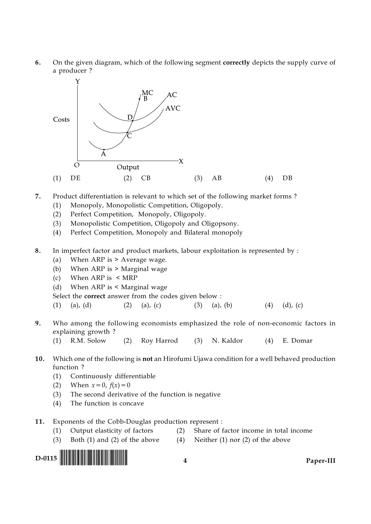 UGC NET Economics Question Paper III December 2015 4