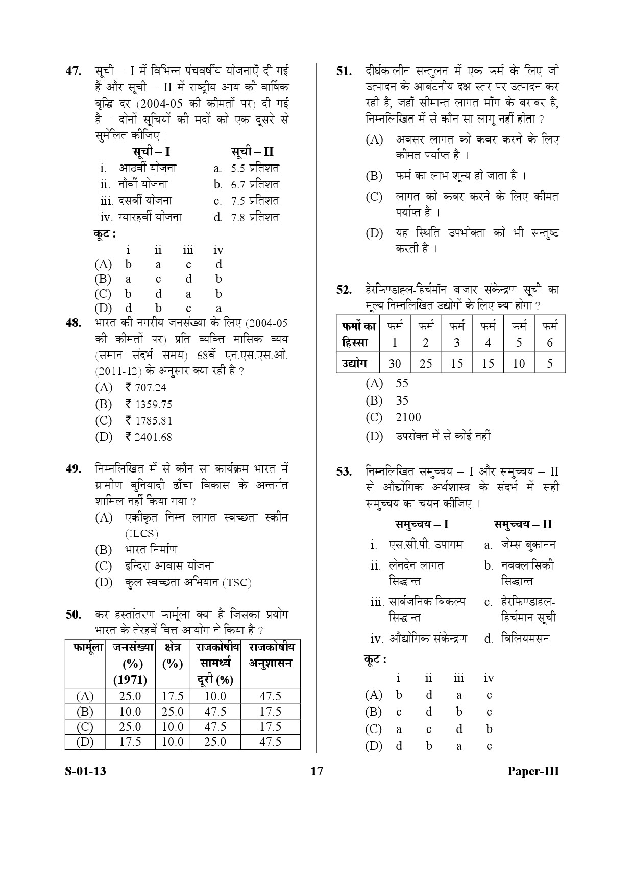 UGC NET Economics Question Paper III Exam September 2013 17