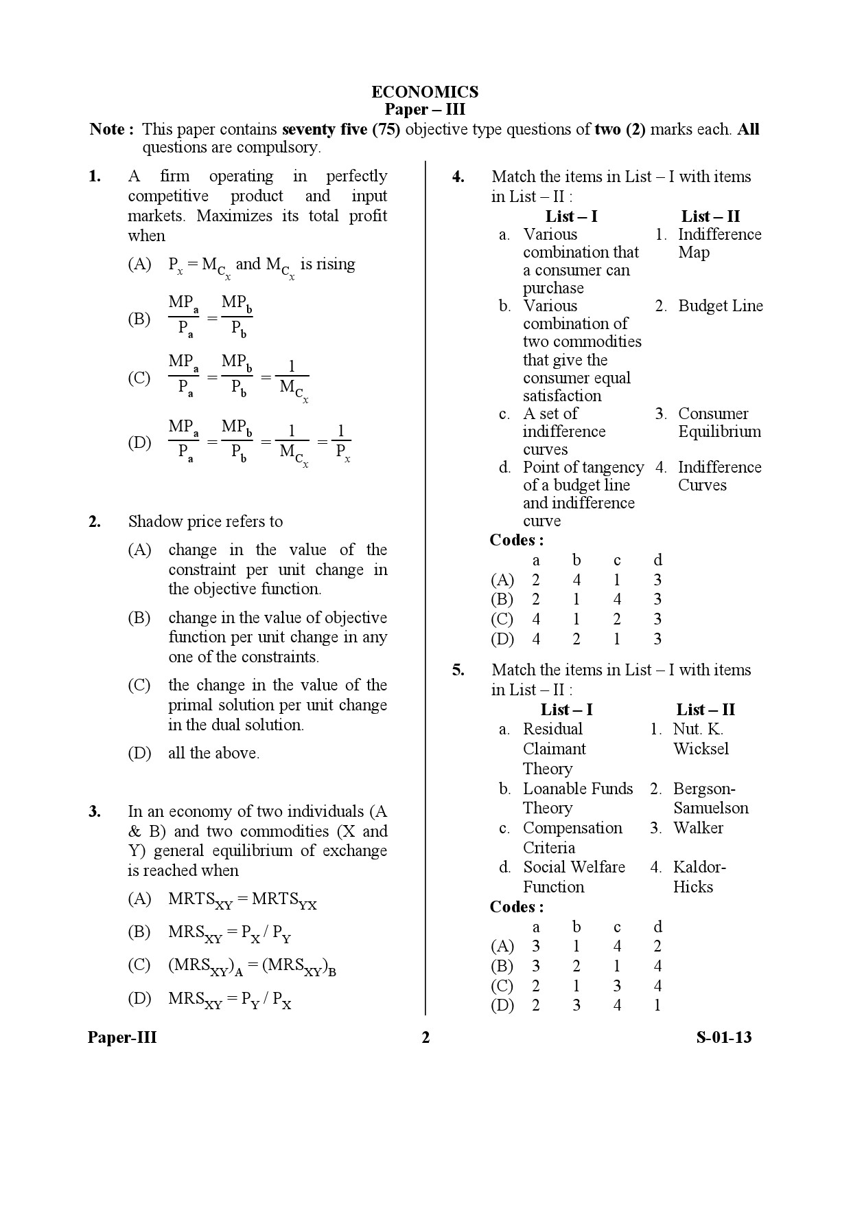 UGC NET Economics Question Paper III Exam September 2013 2