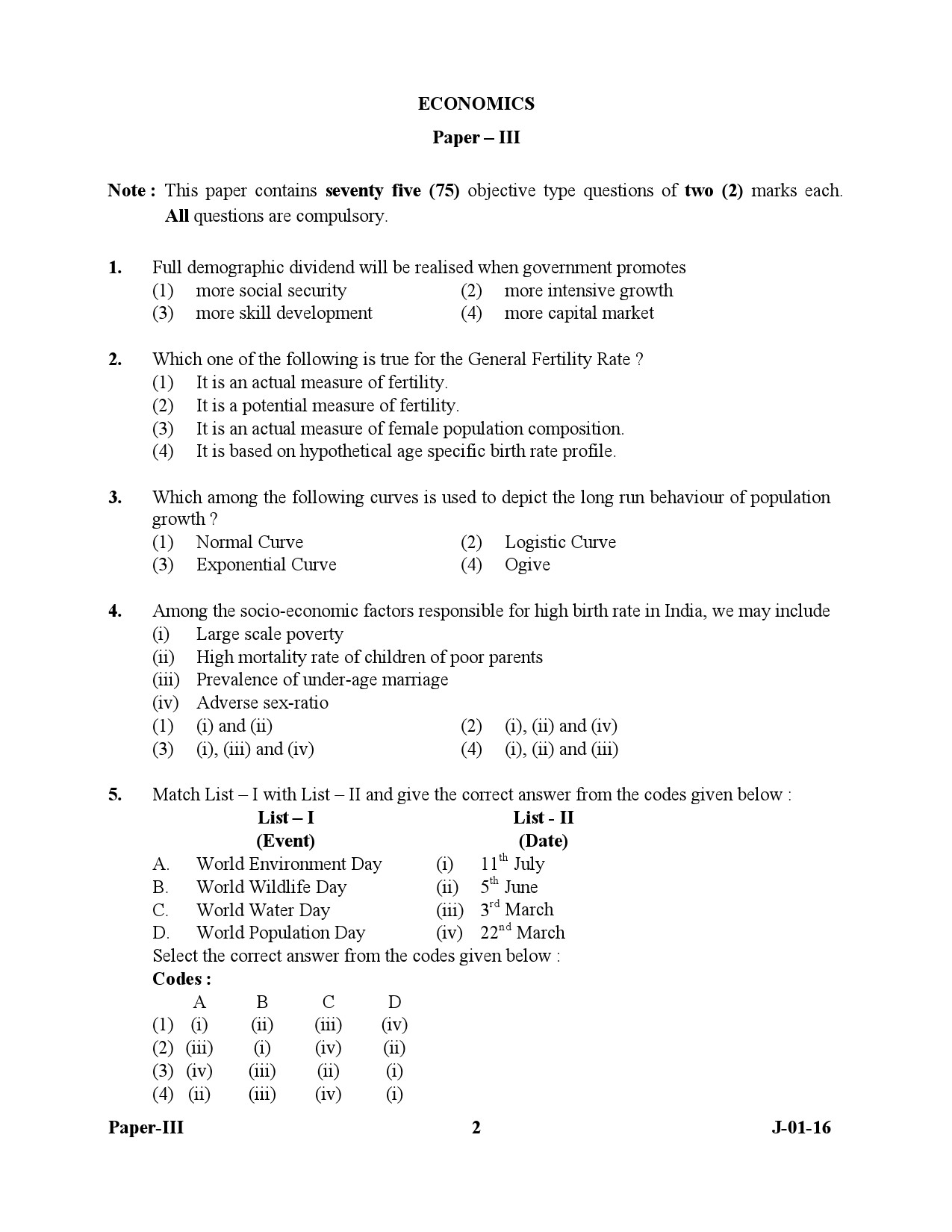 UGC NET Economics Question Paper III July 2016 2