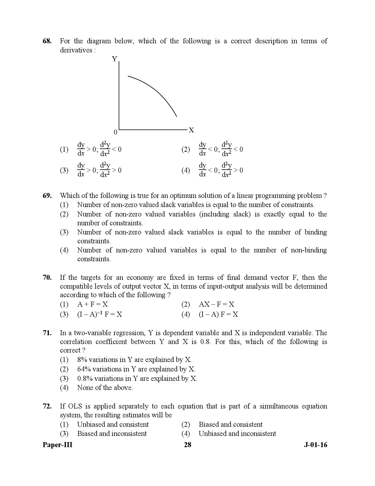 UGC NET Economics Question Paper III July 2016 28