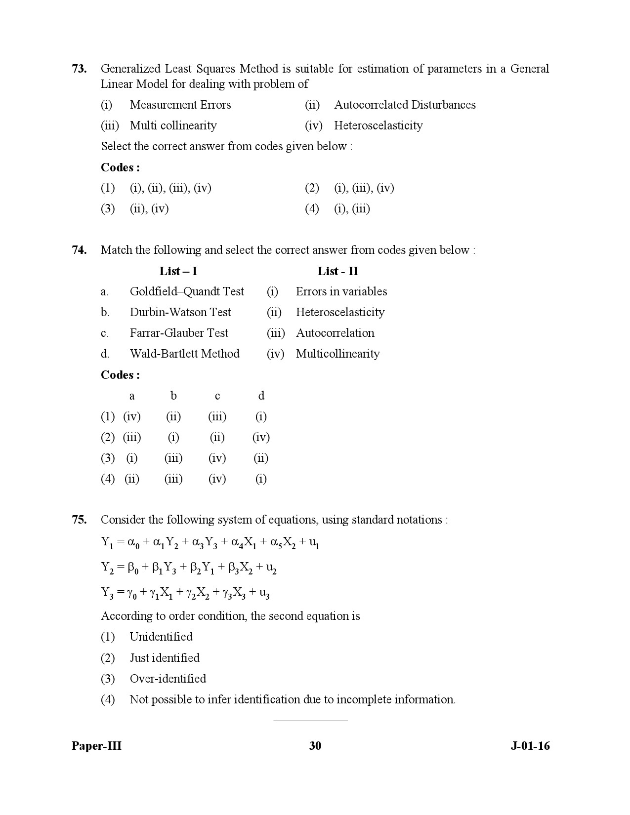 UGC NET Economics Question Paper III July 2016 30