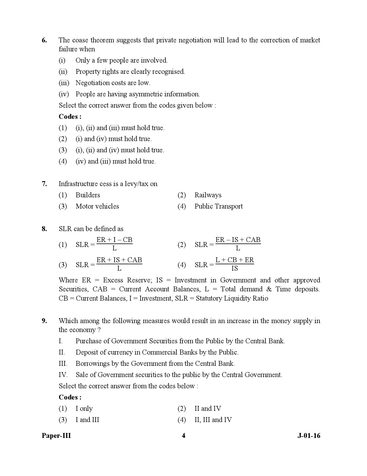 UGC NET Economics Question Paper III July 2016 4