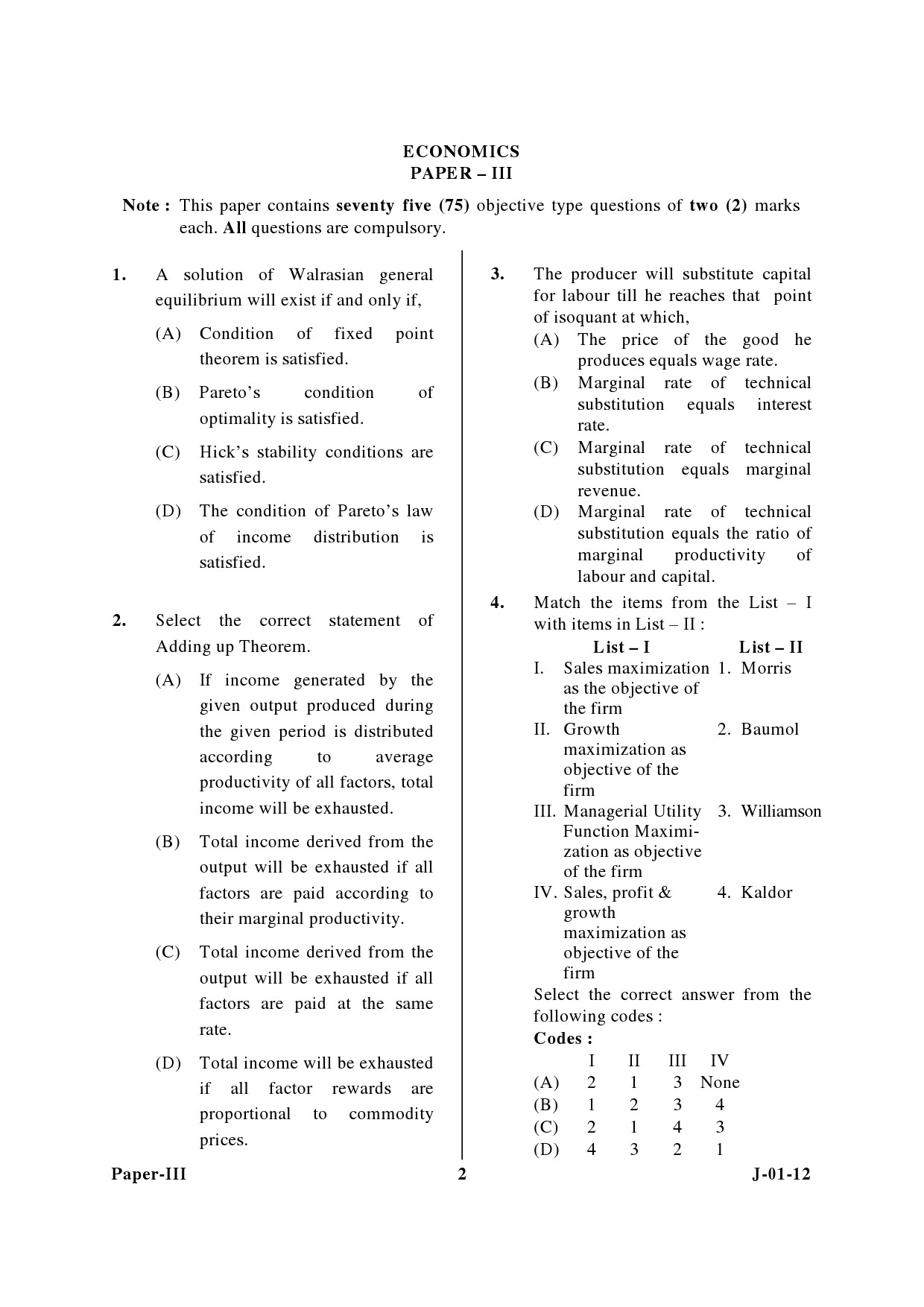 UGC NET Economics Question Paper III June 2012 2