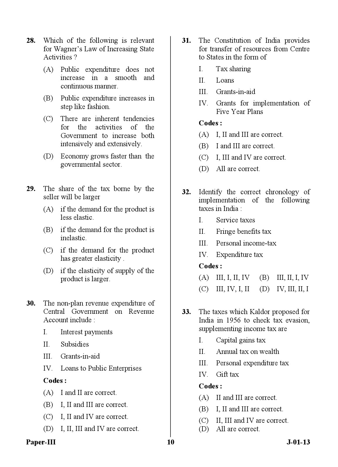 UGC NET Economics Question Paper III June 2013 10