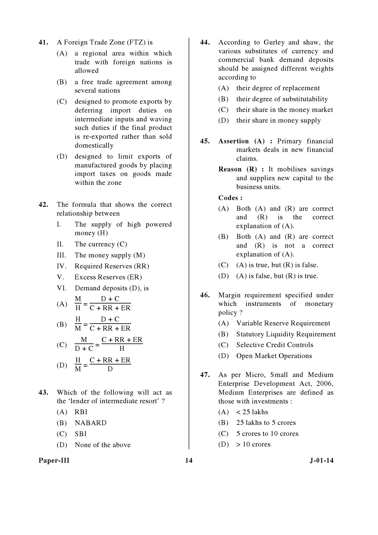 UGC NET Economics Question Paper III June 2014 14