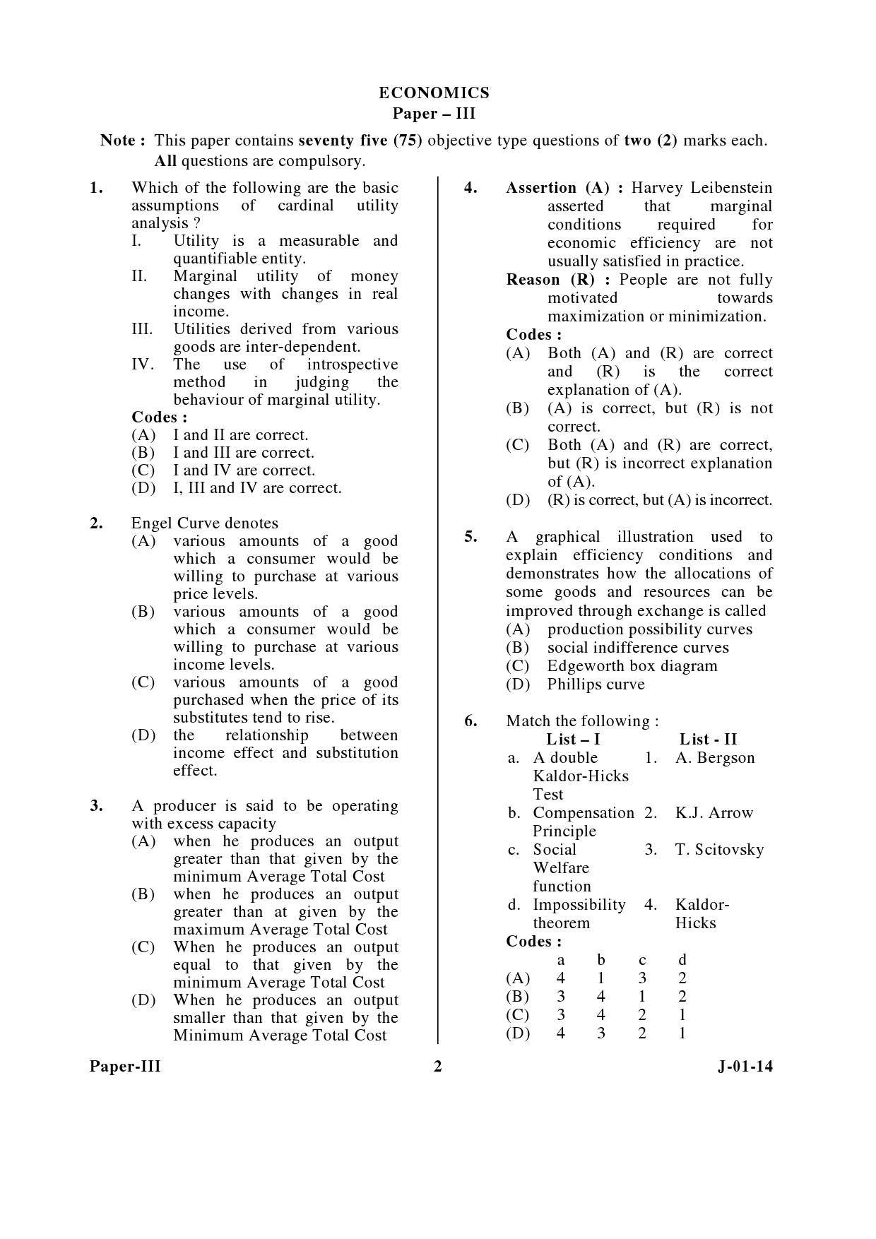 UGC NET Economics Question Paper III June 2014 2