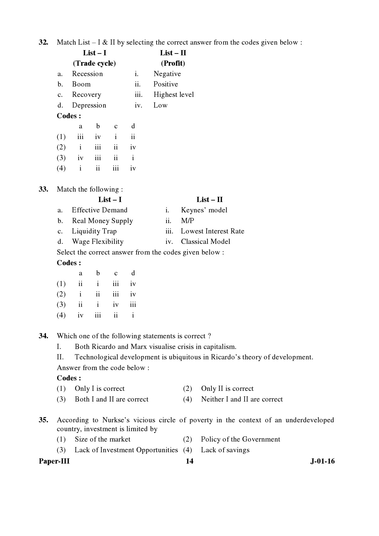 UGC NET Economics Question Paper III Set 2 July 2016 14