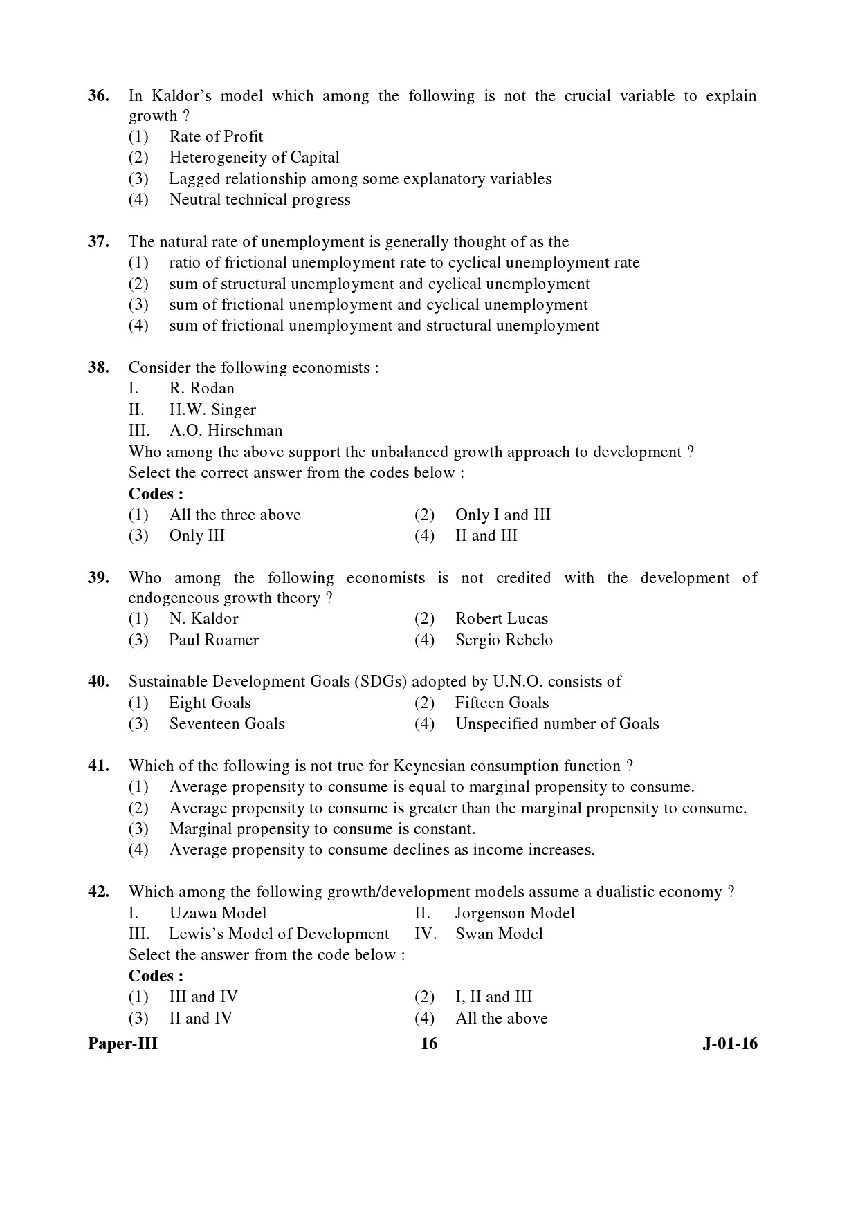 UGC NET Economics Question Paper III Set 2 July 2016 16