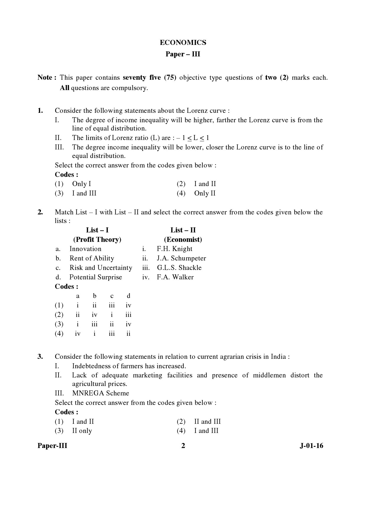 UGC NET Economics Question Paper III Set 2 July 2016 2