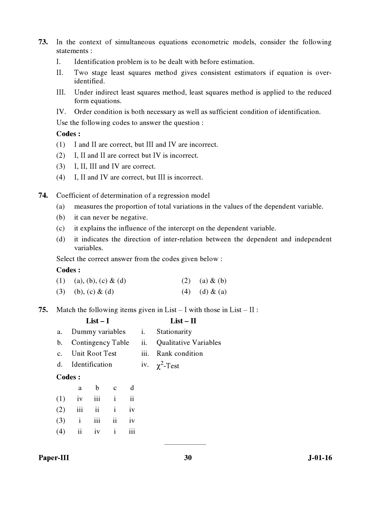 UGC NET Economics Question Paper III Set 2 July 2016 30