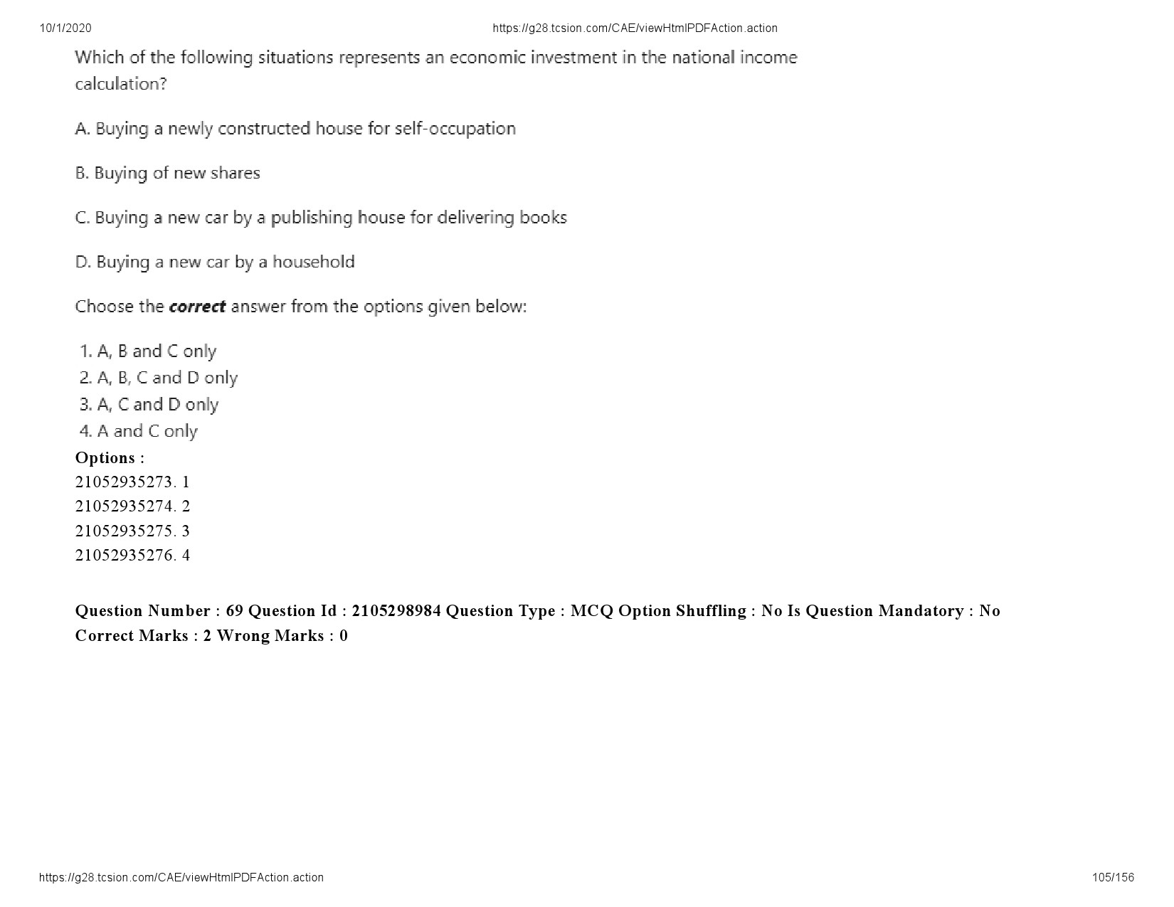 UGC NET Economics Question Paper September 2020 105