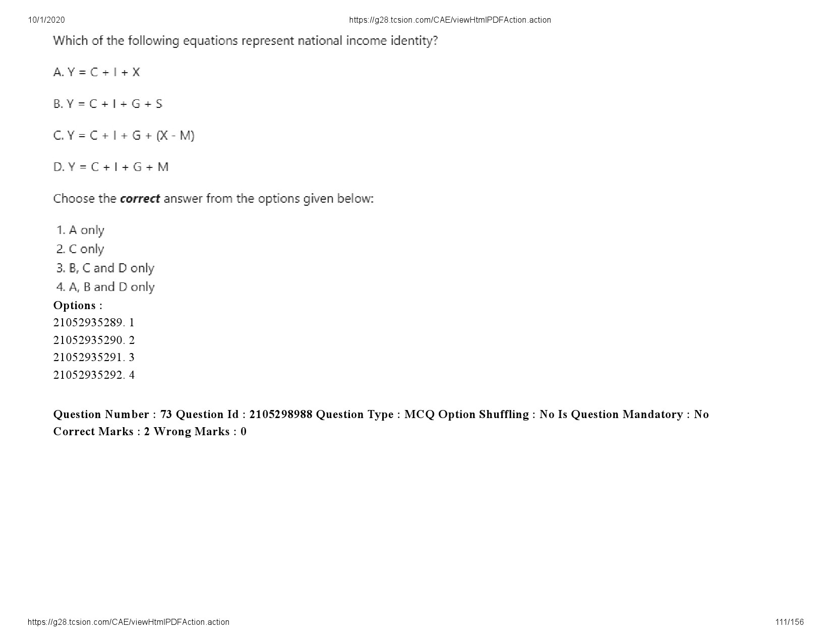 UGC NET Economics Question Paper September 2020 111