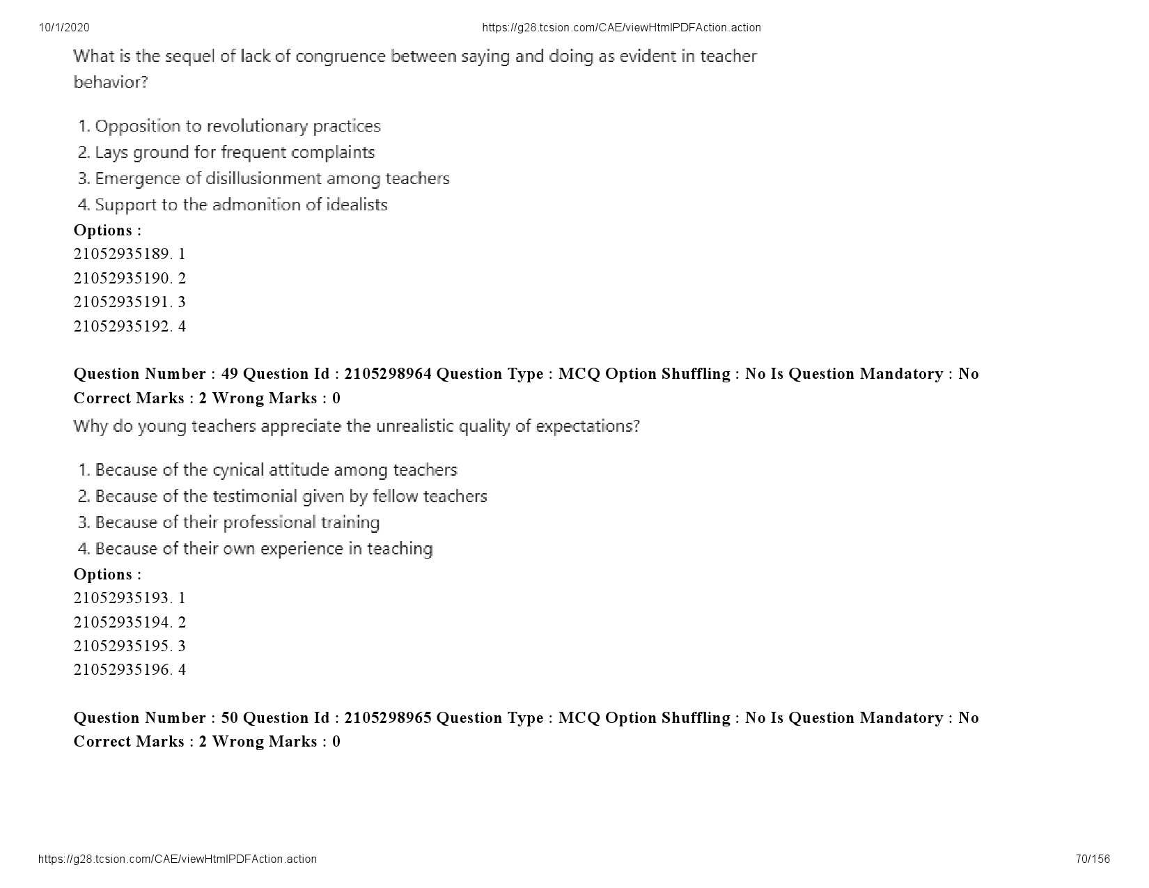 UGC NET Economics Question Paper September 2020 70