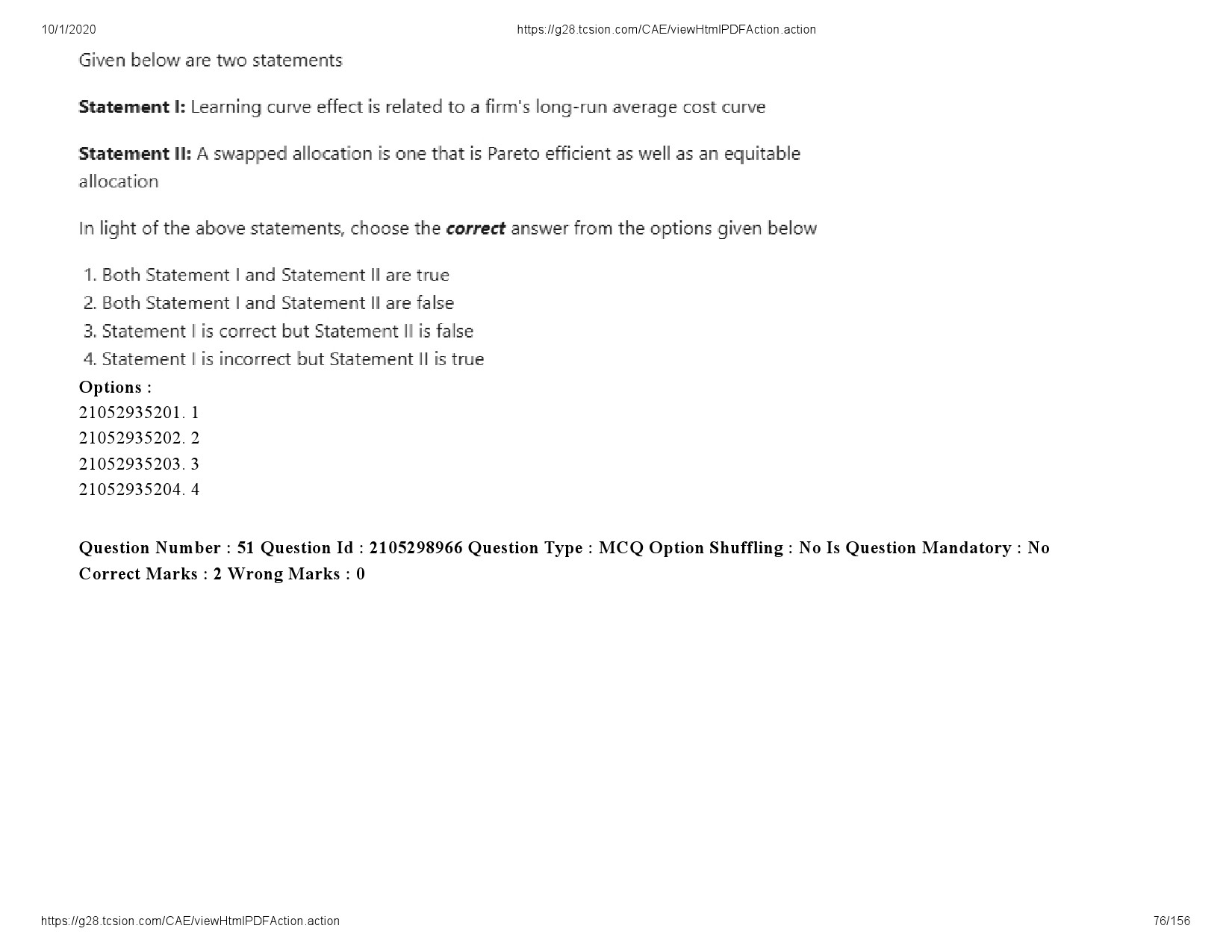 UGC NET Economics Question Paper September 2020 76