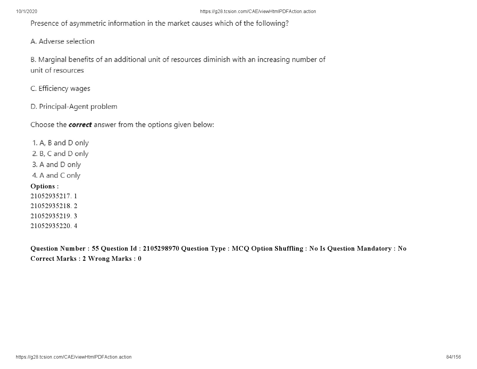 UGC NET Economics Question Paper September 2020 84