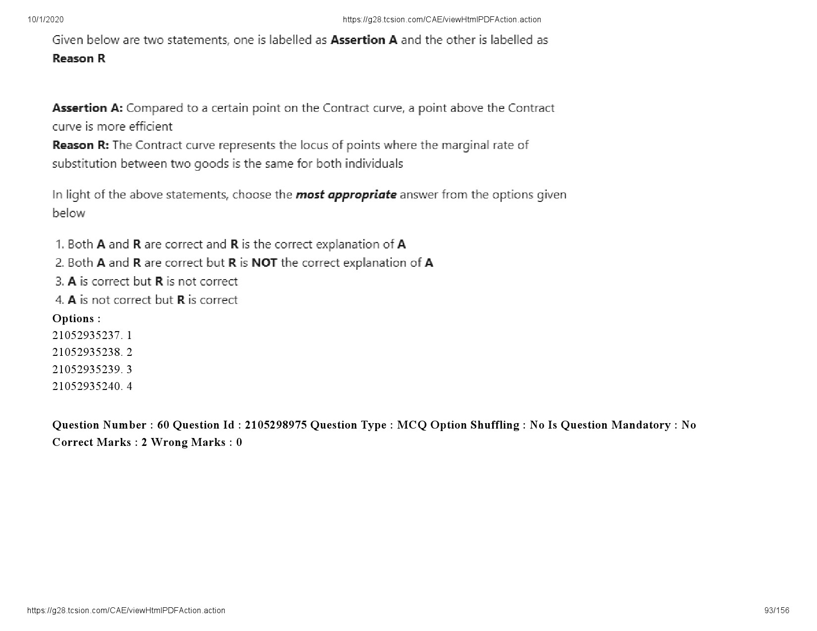 UGC NET Economics Question Paper September 2020 93