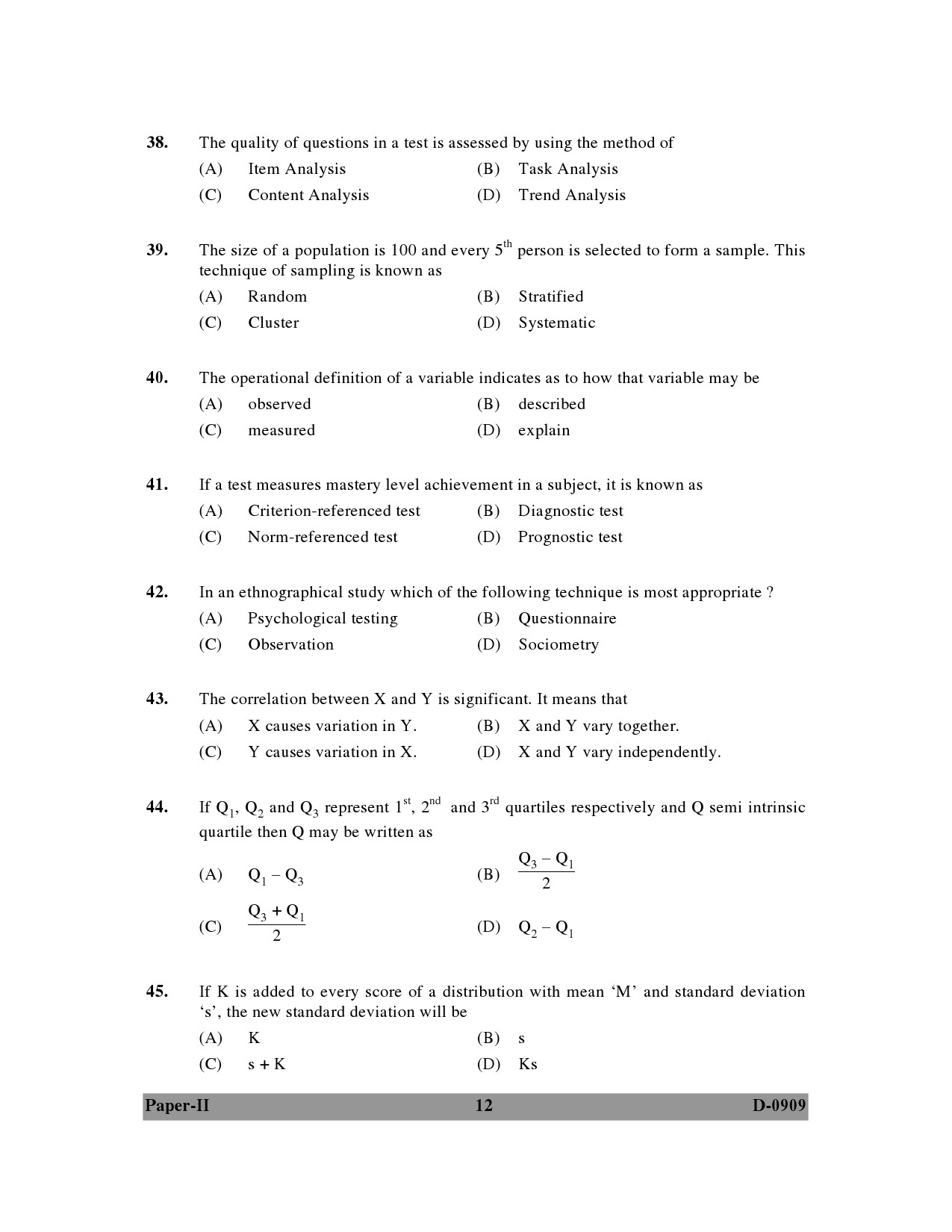 UGC NET Education Question Paper II December 2009 12