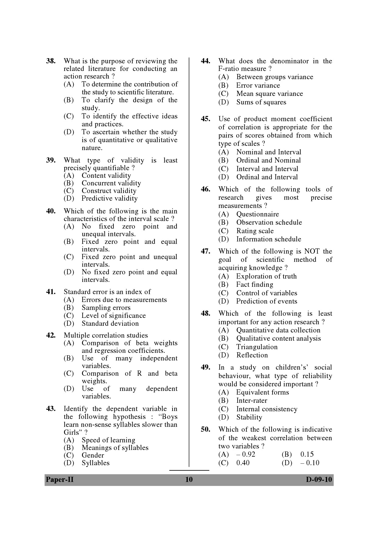 UGC NET Education Question Paper II December 2010 10