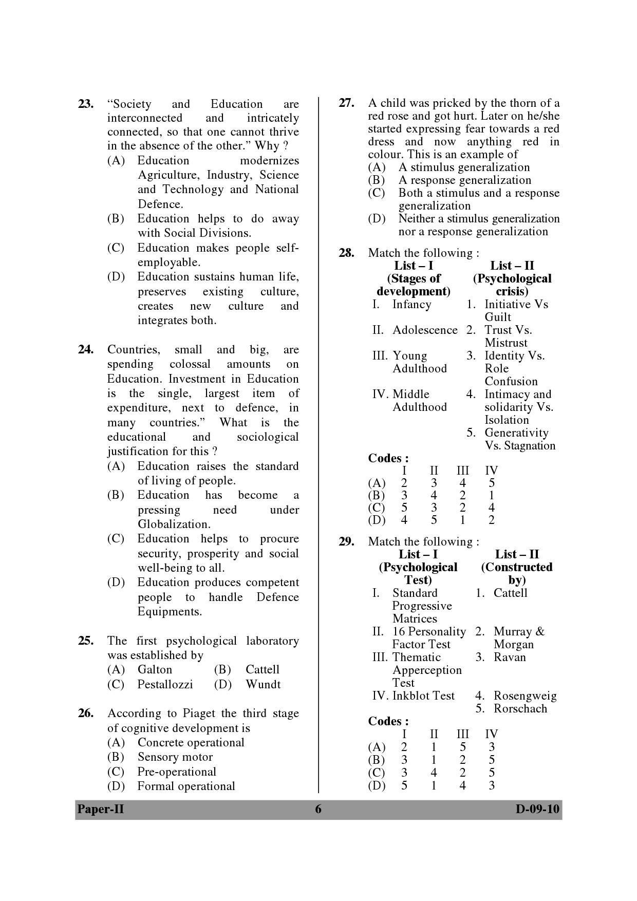 UGC NET Education Question Paper II December 2010 6