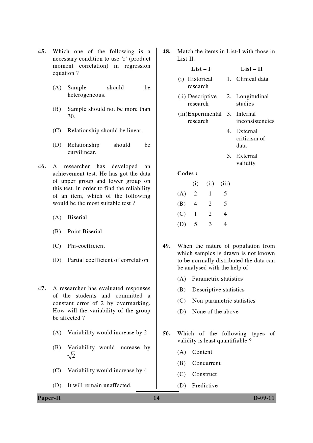 UGC NET Education Question Paper II December 2011 14