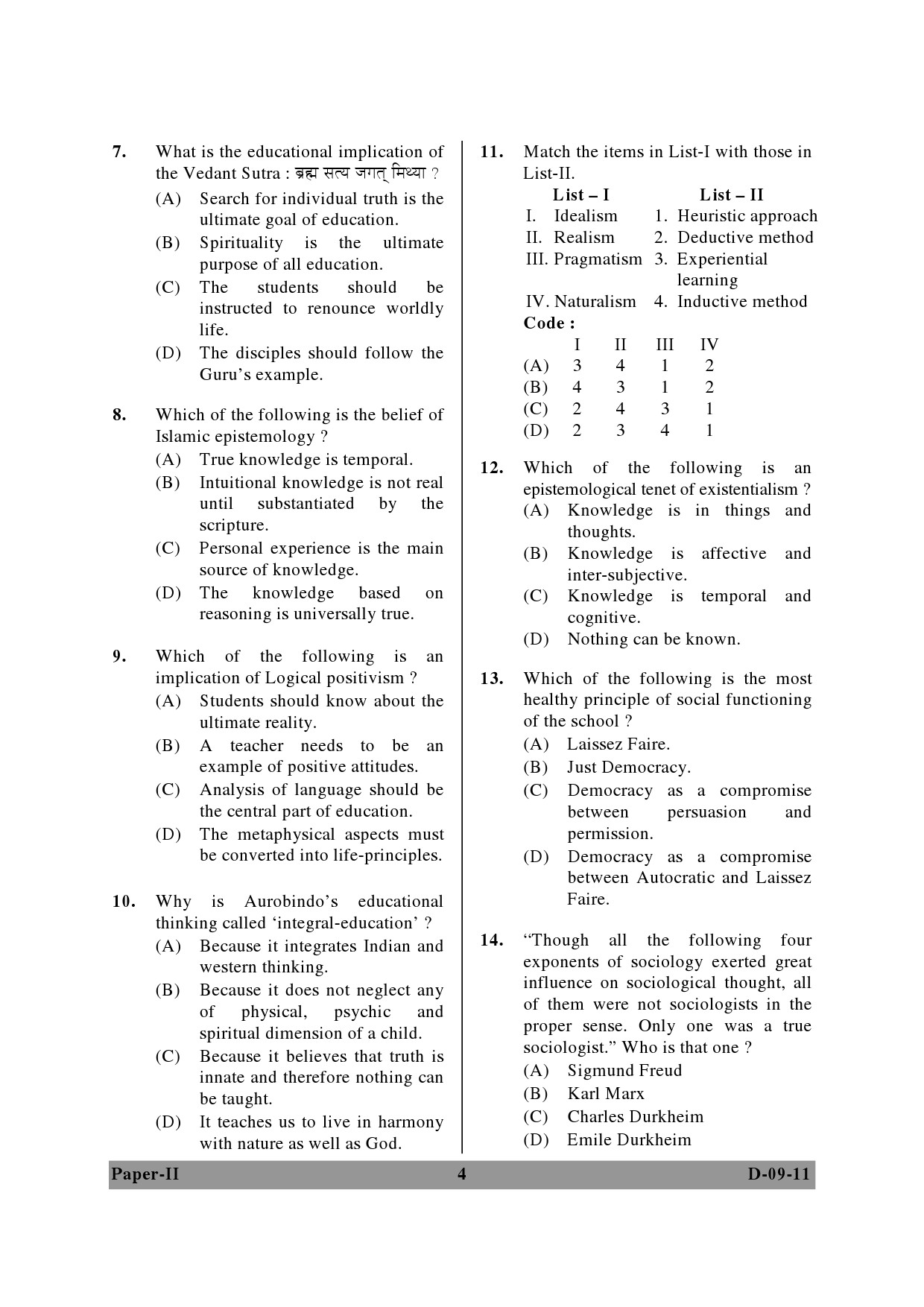 UGC NET Education Question Paper II December 2011 4