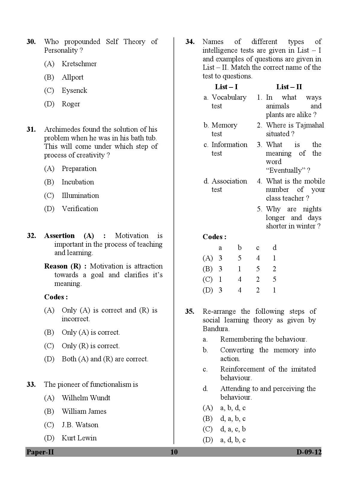 UGC NET Education Question Paper II December 2012 10