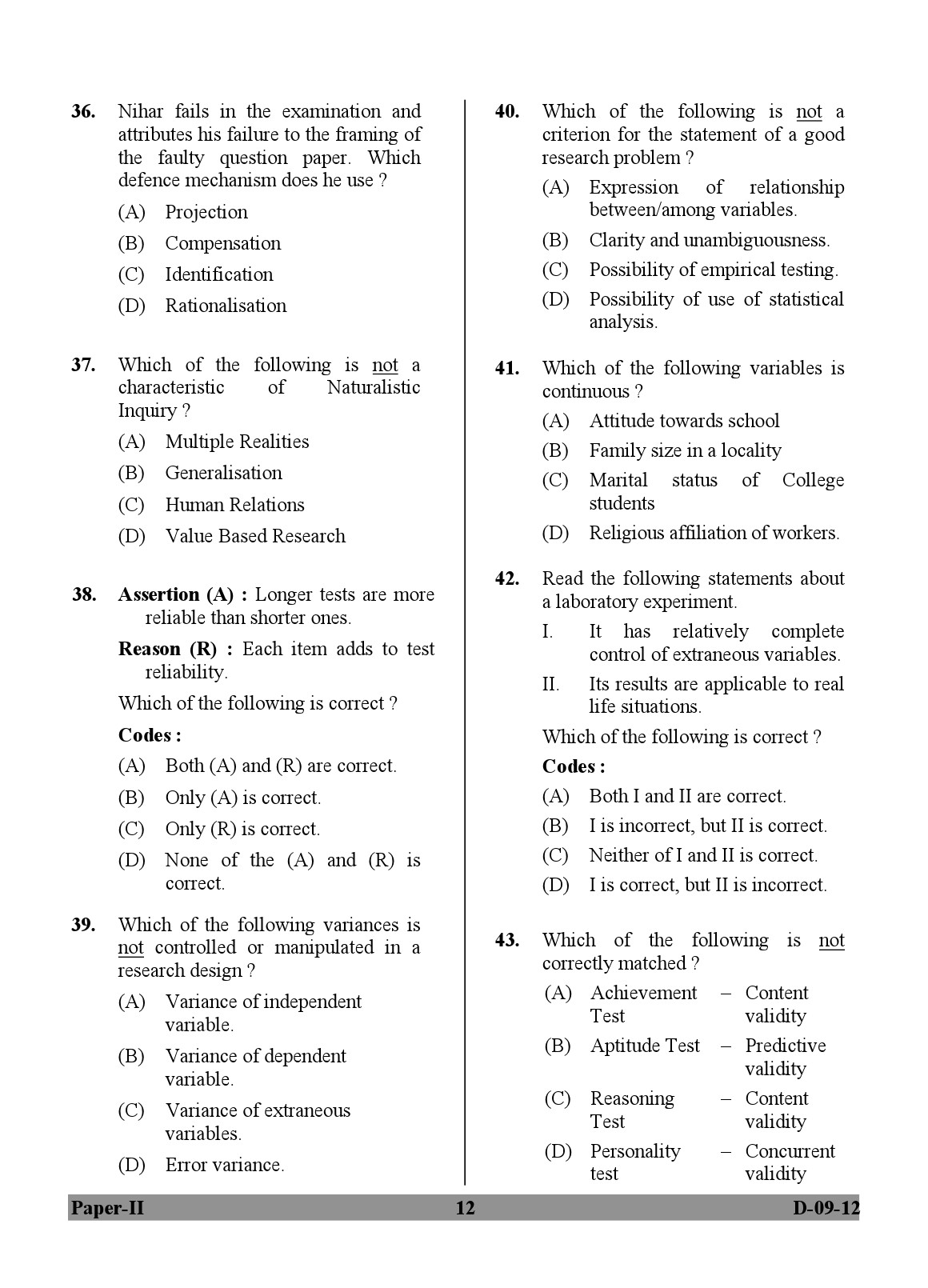 UGC NET Education Question Paper II December 2012 12