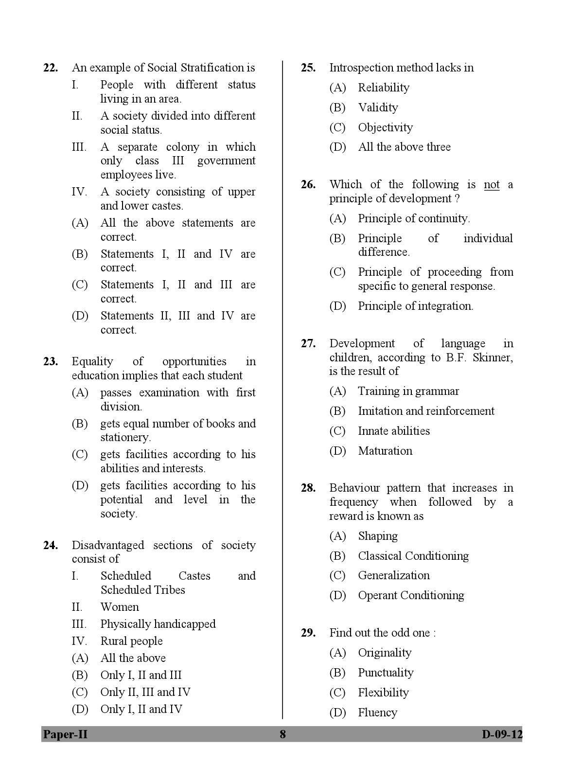 UGC NET Education Question Paper II December 2012 8