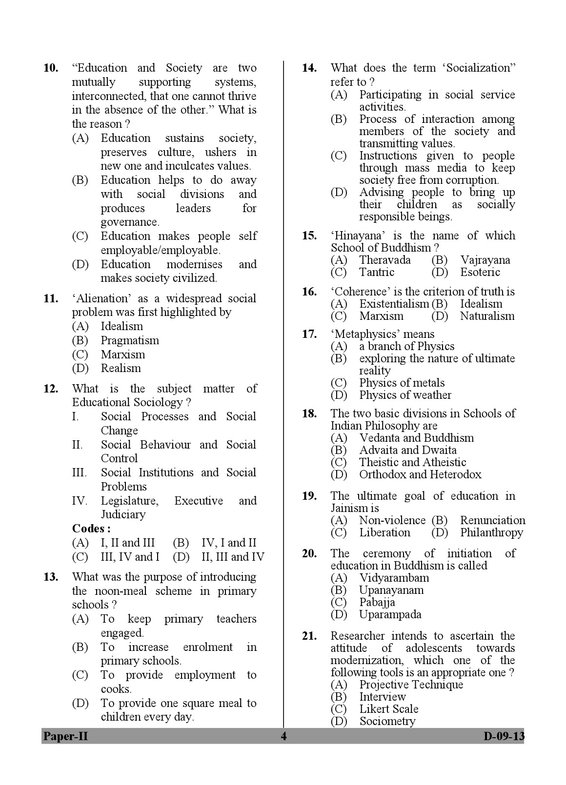 UGC NET Education Question Paper II December 2013 4