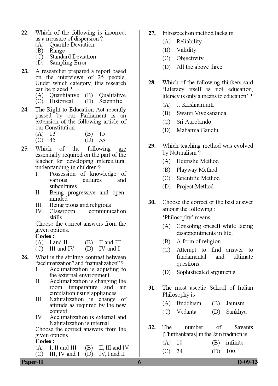 UGC NET Education Question Paper II December 2013 6