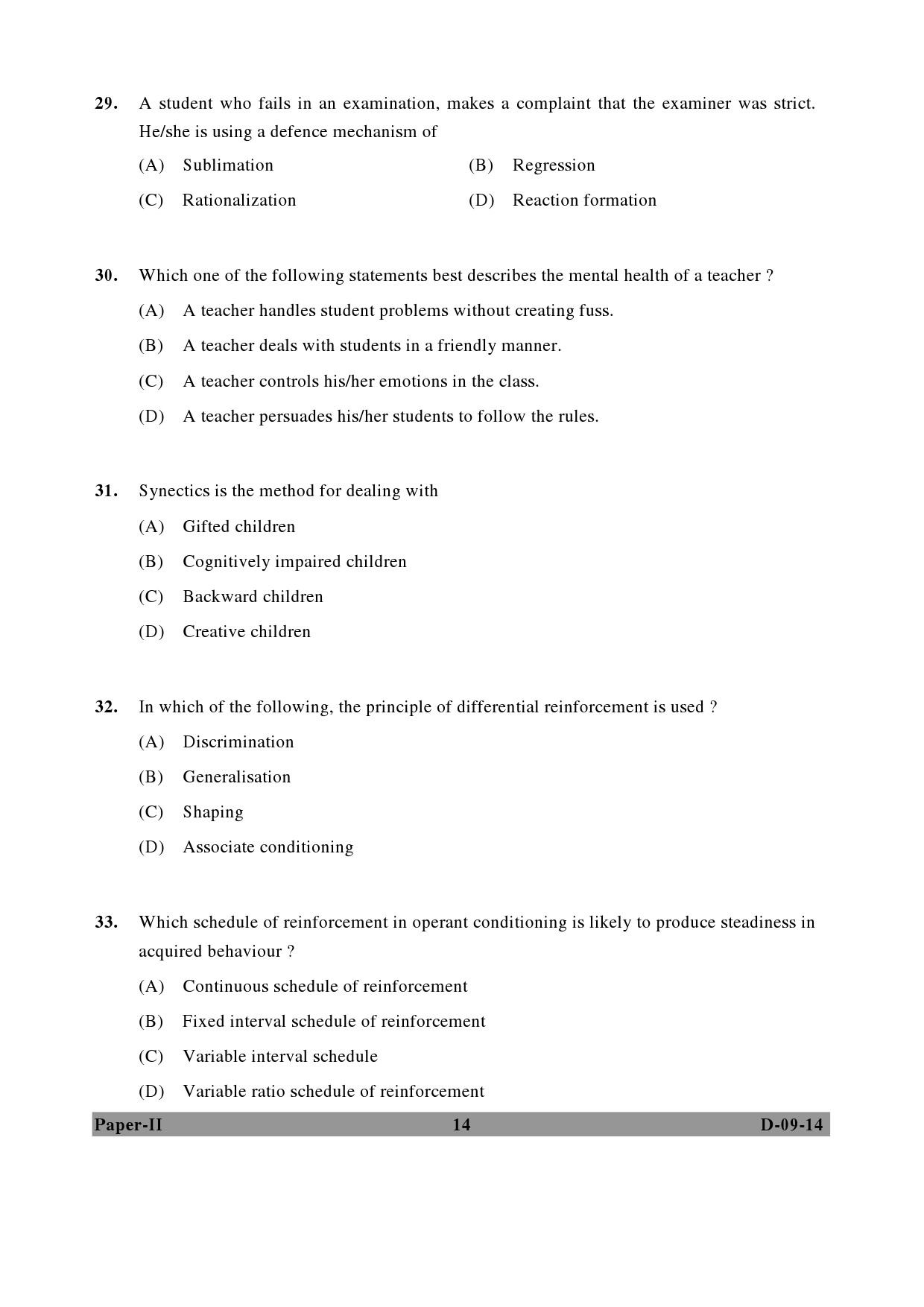 UGC NET Education Question Paper II December 2014 14