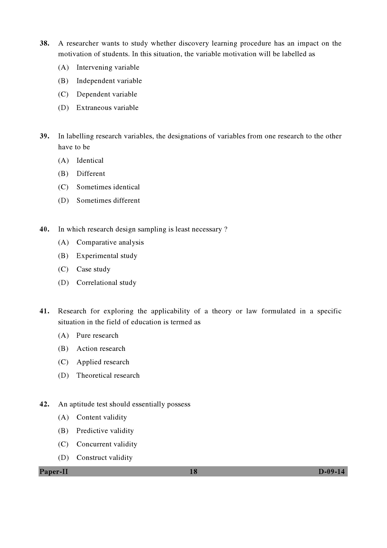 UGC NET Education Question Paper II December 2014 18